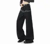 Jeans Masculino Casual Reto Solto com Design de Nota Musical Retro Roupa Masculina