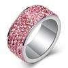 Anillo de Acero Inoxidable de 8 mm con Puntos de Diamante Multicolor de 5 Filas, Anillos de Pareja Sencillos y de Moda al por Mayor para Mujeres