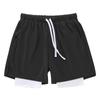 Shorts esportivos americanos masculinos para basquete, treino, corrida, secagem rápida, modelo falso de duas peças, comprimento até o joelho.