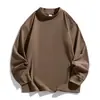 Moletom Masculino Liso de Manga Longa com Gola Meia-Alta para Primavera e Outono, Roupa Esportiva Solta Casual Camada Base, Estilo Versátil Emagrecedor Tendência