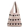 Bolsa de Tricô Estilo Novo Transfronteiriça, Bolsa de Ombro, Nova Bolsa de Ombro Tecida de Lã Tricotada Artesanal de Verão, Bolsa de Ombro Coração