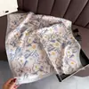 Bufanda de Seda Estampada Floral Moda Coreana Bufanda Cuadrada Chal de Sentido Avanzado Protección Solar Cuello Bufanda Cuadrada Pequeña Bufanda para Mujer