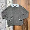 Suéter de punto de imitación de dos piezas para hombre con cuello polo, patrón de trenzas tejido, estilo old money, otoño e invierno, venta al por mayor de fábrica transfronteriza