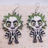 Aretes de madera de Halloween transfronterizos Personajes de películas de terror europeas y americanas Aretes exagerados para las fiestas Joyería de Amazon