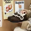 Mollykiki Estilo Coreano Moda de Nicho Sapatos Birkenstock Inverno 2025 Estilo Étnico Pedra Preciosa Antiderrapante Sapatos de Calçar