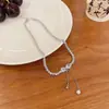 Elegante Collar de Lazo para Mujer, Exquisita y Lujosa Cadena para Clavícula con Borla, Gargantilla para Vestido, Accesorio Dulce y Fresco