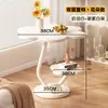 Mesa de Café Pequena Criativa para Varanda, Mesa Lateral para Sofá de Sala de Estar, Mesa Redonda para Apartamento Pequeno, Armário de Cabeceira Tendência Estilo Creme, Prateleira de Armazenamento