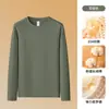 Camiseta Solona de Manga Longa com Gola Redonda Escovada Dupla Face 310g Masculina Outono e Inverno Nova de Algodão de Fibra Longa Camada Básica Elegante para Homens
