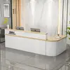 Escritorio de Recepción Clásico, Mostrador de Bar Elegante y Lujoso, Mostrador para Farmacia, Tienda de Maternidad y Bebés, Gabinete de Esquina Lacado, Mesa de Almacenamiento de Moda para Empresa