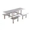 Conjunto de Mesa e Cadeiras de Cantina para 4, 6, 8 Pessoas, Adequado para Estudantes, Funcionários, Restaurantes de Fábrica, Fast Food, Mesa e Cadeiras de Jantar Integradas em Aço Inoxidável
