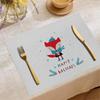 Jogo Americano de Natal Jit Decoração de Mesa de Festa Tapete Hotel Restaurante Casa Linho Estampado Antiderrapante Antiescaldante Tapete de Mesa