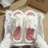Novas Chinelos Fofos de Casa para Meninas Outono 2026 Chinelos de Pelúcia para Interior Femininos Abertos na Ponta com Tira Única Desenho Animado de Algodão
