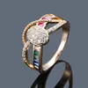 Anillo comercio exterior femenino circón moda europea y americana anillo de color Amazon joyería creativa comercio electrónico transfronterizo Accesorios Calientes