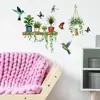 Pegatinas de Pared de Planta Verde Fresca tipo Enredadera Mariposa de Venta Caliente Transfronteriza, Impermeables Autoadhesivas, Pegatinas Decorativas para Pared de Fondo de Sala de Estar y Dormitorio