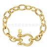 Alta Qualidade Aço Titânio Banhado a Ouro 18K Design Europeu e Americano Fecho em U Corrente em O Pulseira Estilo Hip Hop ins Mesmo Estilo B212250