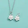 Collar colgante de flor de cerezo de plata de ley S925 estilo coreano estilo ins pulsera de cristal blanco colgante de florecilla cuerda trenzada DIY accesorios de cuerda de mano