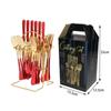 Juego de Cubiertos de Acero Inoxidable de 24 Piezas Set de Regalo en Caja con Cuatro Piezas Principales: Cuchillo, Tenedor, Cuchara, Mango de Cerámica, Vajilla de Hotel Estilo Nórdico