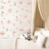 Adesivos de Parede de Flores Boêmias Aquarela Rosa Floral Flores Silvestres Adesivos de Parede para Quarto de Criança Quarto de Menina Decoração de Parede Adesivos