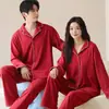 Pijama de Pareja Thermolite Otoño/Invierno Cepillado Temperatura Constante Manga Larga Hombre/Mujer Engrosado Cálido Moderno Conjunto de Ropa de Casa