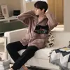 Invierno 2026 Pijama de Manga Larga Waffle Coral Terciopelo Cardigan Cremallera Set Patrón Cuadros Ropa de Casa para Hombre