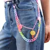 Nueva Cadena de Pantalones Acrílica Estilo Europeo y Americano Versátil para Chicas en Serie de Colores Macarrón con Colgante de Paleta para Jeans