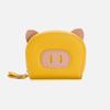 Cartera de acordeón de cerdito de cuero de vaca de primera capa para tarjetas, bolso de mano de niña de dibujos animados, llavero portátil, monedero para llaves