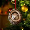 Decorações de Natal Transfronteiriças de Ouriço e Guaxinim Enfeites para Árvore de Natal Acrílico Impresso Plano 2D Pequenos Enfeites