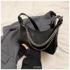 2024 Outono e Inverno Nova Rua Popular Ombro Crossbody Bolsa Feminina Retro Decoração de Corrente de Metal Bolsa Baguette Bolsa de Comutador