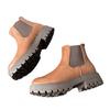 Botines Cortos Nuevos de Punta Redonda Otoño Modelo 2026 para Uso Diario, Botas de Cuero con Tacón Grueso Elástico para Mujer al por Mayor
