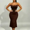 Vestido de tirantes finos estilo Kardashian, Nuevo vestido de estilo europeo y americano para chica popular, Vestido midi de vacaciones, Ajustado, Elegante vestido bodycon de sirena