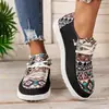 Tênis de Lona Primavera Planos Novos Estilo Mocassins Sapatos Femininos 2024 Mãe Sapatos Casuais com Cadarço Sapatos Femininos Pretos