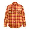 Camisa a Cuadros Roja Bordada de Manga Larga High Street Retro Americana para Hombre Camisa Vintage Chaqueta de Pareja Costa Oeste