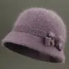 Sombrero para mujer de mediana edad y anciana otoño e invierno gorro de punto con felpa ala ancha gorro de punto para madre mayor protección contra el frío calidez sombrero de algodón