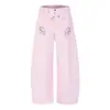 Pantalones de Chándal con Hebilla de París Estilo Retro Americano con Alas para Mujer, Nueva Moda Dopamina de Verano Diseño Holgado Casual