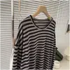 Camiseta de manga larga a rayas de bloques de color estilo coreano para mujer, nuevo modelo primavera y otoño 2026, estilo relajado y casual, top holgado y favorecedor