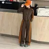 Conjunto Infantil Outono Jaqueta Calça Reta Cor Blocada Listrado Zíper Cardigan Top Calça de Moletom Esportivo Conjunto de Duas Peças