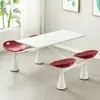 Mesa y Sillas Integradas para Comedor, Área de Comedor para Personal de Comedor Escolar, Mesa de Comedor Impermeable Integrada de Cuatro Plazas para Restaurante