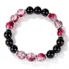 Nova Pulseira de Joias Boêmia Transfronteiriça com Contas Redondas, Pulseira de Comércio Exterior com Contas de Cristal, Obsidiana e Vidro Vermelho