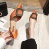 Zapatos de Tacón Alto de Aguja de Punta para Mujer Primavera y Verano 2025 Nuevo Estilo de Hada Flats Tacón Medio Boca Baja Versátil Huecos Zapatos de Mujer