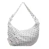 Bolso de croissant casual de gran capacidad estilo coreano, bolso de mano de lunares plisado, bolso de hombro para el trabajo, bolso cruzado
