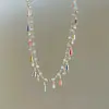Collar Saturno de Zirconia de Colores para Niña Fortune House Cadena para Clavícula de Verano para Mujer Apilamiento Dopamina Collar de Gama Alta