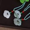 Colgante de Jade de Seda Dorada Natural de Xinjiang Verde Suministro en Vivo Colgante Tianshan Cui Hebilla Ping An Colgante Candado Xiangyun Collar