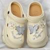 EVA Nuevo plateado Mariposa Flor Zapatos con agujeros Mujer 8CM Aumentado Antideslizante Fondo grueso Verano para exteriores Sandalias de zapato