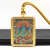 Tangka de Acero de Titanio Dorado Pintado a Mano Parcial, Tara Verde, Tara Blanca, Buda de la Medicina Tangka, Amuleto de Buda Portátil, Productos Culturales y Creativos de Templos