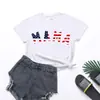 Spot 2023 Nuevo Amazon Día de la Independencia Bandera Americana MAMA Estampado Camiseta Casual de Manga Corta con Cuello Redondo para Mujer
