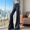 Pantalones de traje marrones para mujer, estilo primavera y otoño, de cintura alta, adelgazantes, ligeramente acampanados, elásticos, corte ajustado, con caída, casuales, hasta el suelo, pantalones de herradura