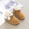Botas de Nieve Cómodas de Suela Blanda para Niñas 2026 Otoño/Invierno Nuevo Estilo Zapatos de Algodón Cálidos con Felpa para Niños Medianos y Mayores Zapatos de Piel Retro