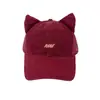 Gorra de Béisbol con Bordado de Letras y Orejas de Gato de Dibujos Animados Lindas para Mujer, Estilo Coreano Casual de Moda Diaria Gorra de Pico de Pato de Gama Alta