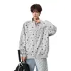 Sudadera cárdigan retro con cuello alto, estampado de estrellas y tres rayas para hombre y mujer, holgada y casual, adecuada para parejas en otoño