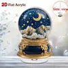 Impresión Plana Transfronteriza 2D Plano Rotación de 360 Grados Escena de Nieve Casa de Pingüinos Decoración de Escritorio Interior y Exterior Festival